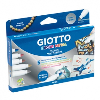 Giotto Decor Metal 452900 - Rotuladores de colores, caja de 5 colores