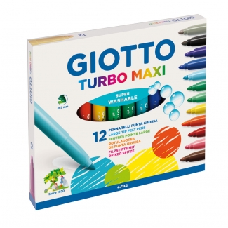 Giotto Turbo Maxi 454000 - Rotuladores de colores, caja de 12 colores