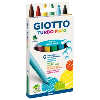 Giotto Turbo Maxi 453000 - Rotuladores de colores, caja de 6 colores