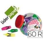 Liderpapel RT15 - Rotulador fluorescente, punta biselada, tamaño mini, bombonera de 60 unidades, colores surtidos