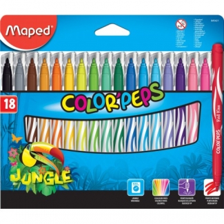 Maped Color Peps Jungle 845421 - Rotuladores de colores, caja de 18 colores