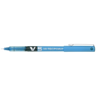 Pilot V5 - Bolígrafo de tinta líquida, punta de aguja de 0,5 mm, color azul claro