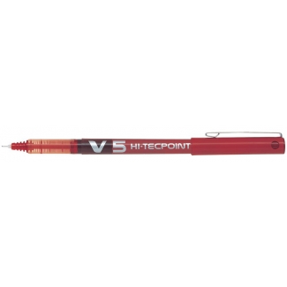 Pilot V5 - Bolígrafo de tinta líquida, punta de aguja de 0,5 mm, color rojo
