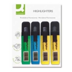 Q-Connect 41045 - Rotulador fluorescente, blíster de 4 unidades color SURTIDO 2 amarillo, 1 verde, 1 rosa