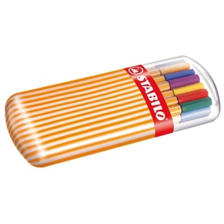 Stabilo Point 8820-02 - Rotulador punta de fibra, punta redonda de 0,4 mm, estuche zebruí de 20 rotuladores, colores surtidos