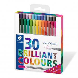 Staedtler Triplus Fineliner 334 - Rotuladores de colores, caja de 24+6 colores