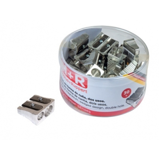 Mor 02110090 - Sacapuntas metálico, con 2 orificios, bote de 30 unidades