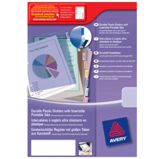 Avery 5611501 - Separador de plástico, A4, 6 pestañas personalizables, multicolor