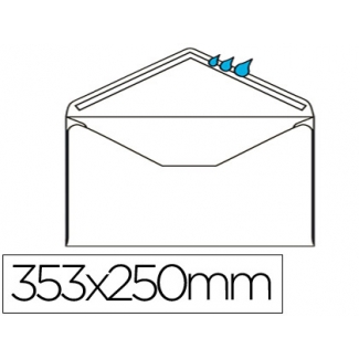 Liderpapel SB18 - Sobre Folio prolongado, tamaño 250 x 353 mm, solapa engomada, color blanco, caja de 250 unidades