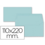 Liderpapel SB63 - Sobre Americano, tamaño 110 x 220 mm, solapa engomada, color azul celeste, paquete de 9 unidades