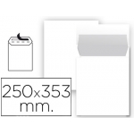 Liderpapel SB91 - Bolsa Folio prolongado, tamaño 250 x 353 mm, solapa tira de silicona, color blanco, paquete de 25 unidades