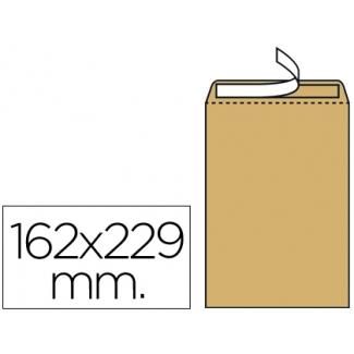 Liderpapel SB50 - Bolsa C5, tamaño 162 x 229 mm, solapa tira de silicona, color kraft, caja de 250 unidades