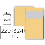 Liderpapel SB94 - Bolsa C4, tamaño 229 x 324 mm, solapa tira de silicona, color kraft, paquete de 25 unidades