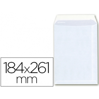 Sam A6 - Bolsa cuarto prolongado, tamaño 184 x 261 mm, solapa tira de silicona, color blanco, caja de 250 unidades