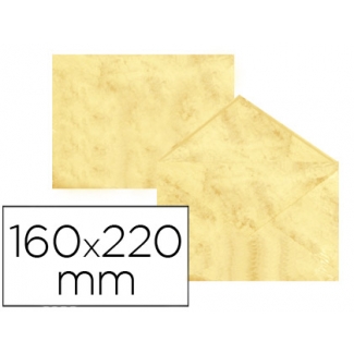Sobre fantasía marmoleado color amarillo 160x220 mm 90 gr paquete de 25