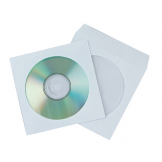 Q-Connect KF02206 - Sobre de papel para CD/DVD, ventana circular, con solapa, pack de 50 unidades