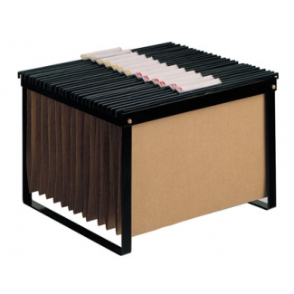 Q-Connect KF15265 - Soporte para carpetas colgantes, tamaño folio y A4, metálico, color negro