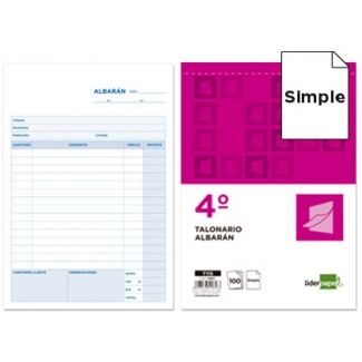 Liderpapel T115 - Talonario albarán, tamaño 4º, 100 hojas, simple
