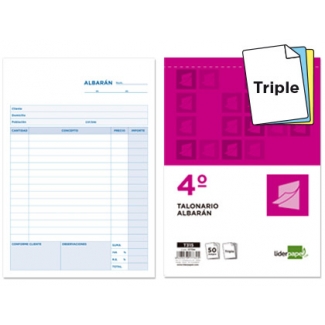 Liderpapel T315 - Talonario albarán, tamaño 4º, 50 juegos, original + 2 copias