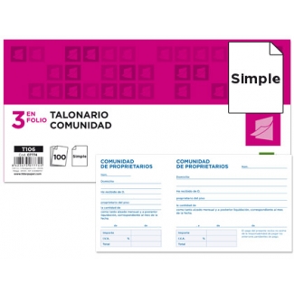 Liderpapel T106 - Talonario comunidad, tamaño 1/3 de folio, 100 hojas, simple