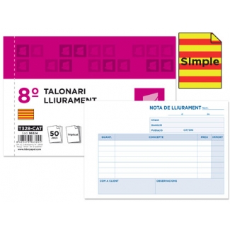 Liderpapel T128-CAT - Talonario lliurament (entrega), tamaño 8º apaisado, 100 hojas, simple, texto en catalán