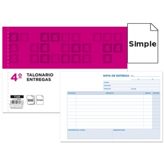Liderpapel T129 - Talonario entregas, tamaño 4º apaisado, 100 hojas, simple