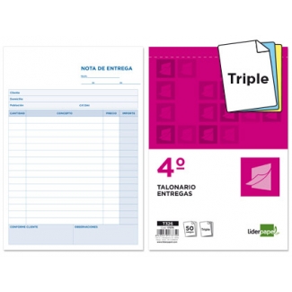 Liderpapel T326 - Talonario entregas, tamaño 4º, 50 juegos, original + 2 copias