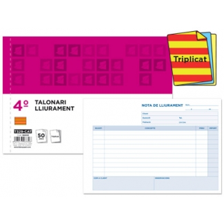 Liderpapel T329-CAT - Talonario lliurament (entrega), tamaño 4º apaisado, 50 juegos, original + 2 copias, texto en catalán