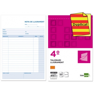 Liderpapel T226-CAT - Talonario lliurament (entrega), tamaño 4º, 50 juegos, original + copia, texto en catalán