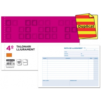 Liderpapel T229-CAT - Talonario lliurament (entrega), tamaño 4º apaisado, 50 juegos, original + copia, texto en catalán