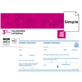 Liderpapel T111 - Talonario loterías, tamaño 1/3 de folio, 100 hojas, simple