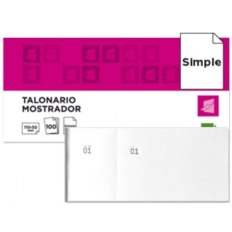 Liderpapel TL09 - Talonario mostrador, 50 mm x 110 mm, 100 hojas, numeradas, color blanco