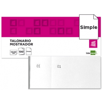 Liderpapel TL02 - Talonario mostrador, 60 mm x 145 mm, 100 hojas, numeradas, color blanco