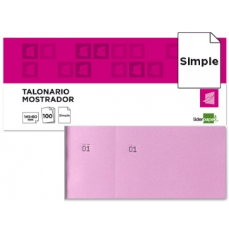 Liderpapel TL05 - Talonario mostrador, 60 mm x 145 mm, 100 hojas, numeradas, color rosa