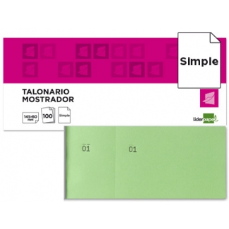 Liderpapel TL06 - Talonario mostrador, 60 mm x 145 mm, 100 hojas, numeradas, color verde