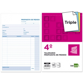 Liderpapel T322 - Talonario pedidos, tamaño 4º, 50 juegos, original + 2 copias
