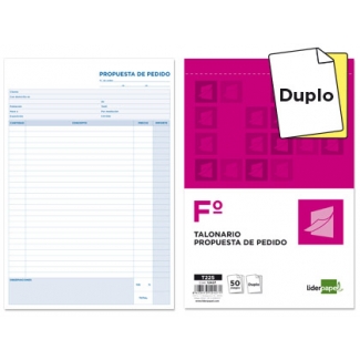 Liderpapel T225 - Talonario pedidos, tamaño folio, 50 juegos, original + copia