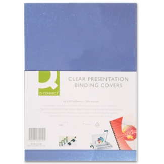 Q-Connect KF32120 - Tapa de encuadernación, A4, pvc, 150 micras, incolora, paquete de 100