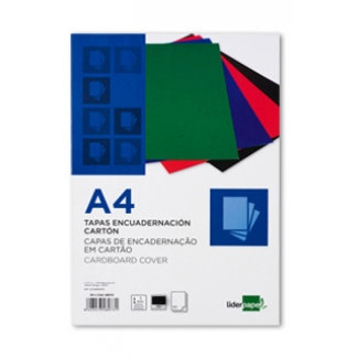 Liderpapel TE02 - Tapa de encuadernación, A4, cartón de 800 gramos, color negro, paquete de 50