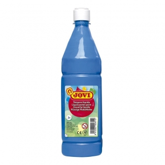 Jovi 51121 - Témpera líquida, color azul cyan, bote de 1.000 ml