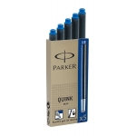 Parker 1950384 - Tinta estilográfica, caja de 5 cartuchos, color azul permanente