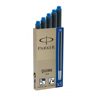 Parker 1950384 - Tinta estilográfica, caja de 5 cartuchos, color azul permanente