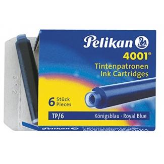 Pelikan 301176 - Tinta estilográfica, caja de 6 cartuchos, color azul real