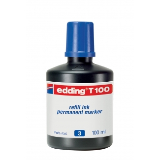 Edding T-100 - Tinta para rotulador Edding, color azul, frasco de 100 ml