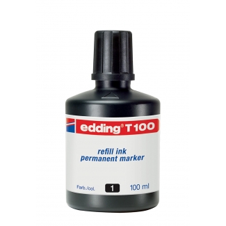 Edding T-100 - Tinta para rotulador Edding, color negro, frasco de 100 ml