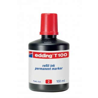 Edding T-100 - Tinta para rotulador Edding, color rojo, frasco de 100 ml