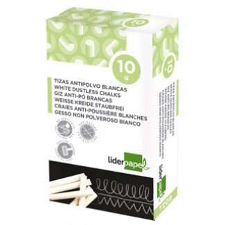 Liderpapel TZ09 - Tizas blancas, caja de 10 unidades