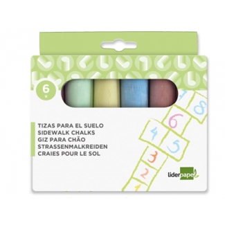 Liderpapel TZ06 - Tizas de colores, para suelo, caja de 6 unidades