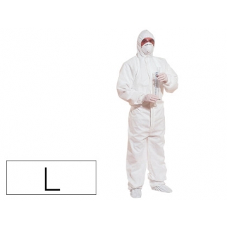 Traje de seguridad Deltaplus polipropileno con capucha de un solo uso color blanco talla l
