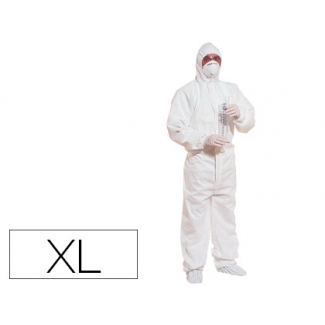 Traje de seguridad Deltaplus polipropileno con capucha de un solo uso color blanco talla xl